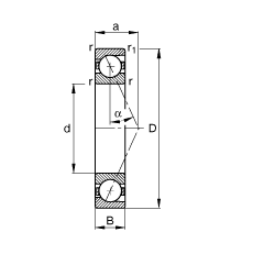 FAG主轴轴承 B7212-E-T-P4S, 调节，成对或单元安装，接触角 α = 25°，限制公差