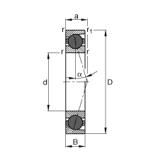 FAG主轴轴承 HCB7205-C-T-P4S, 调节，成对或单元安装，接触角 α = 15°，陶瓷球，限制公差