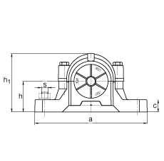 FAG直立式轴承座 SNV180-L + 222S.307 + DHV520X307, 根据 DIN 736/DIN737 标准的主要尺寸，剖分的调心滚子轴承，V 型圈密封，脂和油润滑