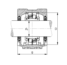 FAG直立式轴承座 SNV110-L + 222SM55-TVPA + FSV512, 根据 DIN 736/DIN737 标准的主要尺寸，剖分的调心滚子轴承，毛毡密封，脂和油润滑