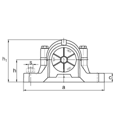 FAG直立式轴承座 SNV110-L + 2212-TVH + TSV212, 根据 DIN 738/DIN739 标准的主要尺寸，剖分，带圆柱孔和紧定套的自调心球轴承，迷宫密封，脂和油润滑