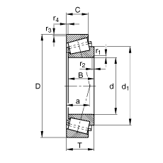 FAG圆锥滚子轴承 320/28-X, 根据 DIN ISO 355 / DIN 720 标准的主要尺寸，可分离，调节或成对