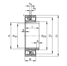 FAG调心滚子轴承 22348-K-MB + AH2348, 根据 DIN 635-2 标准的主要尺寸, 带锥孔和退卸套