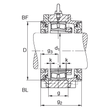FAG直立式轴承座 BND3160-H-W-T-BF-S, 非剖分，用于带锥孔和紧定套的轴承，Taconite 密封，脂润滑