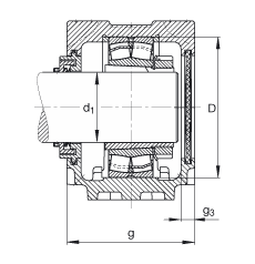 FAG直立式轴承座 SNV110-L + 22310-E1-K + H2310X111 + TCV610X111, 根据 DIN 736/DIN737 标准的主要尺寸，剖分，带锥孔和紧定套的调心滚子轴承，Taconite 密封，脂和油润滑