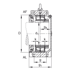 FAG直立式轴承座 BND3132-H-W-T-AF-S, 非剖分，用于带锥孔和紧定套的轴承，Taconite 密封，脂润滑